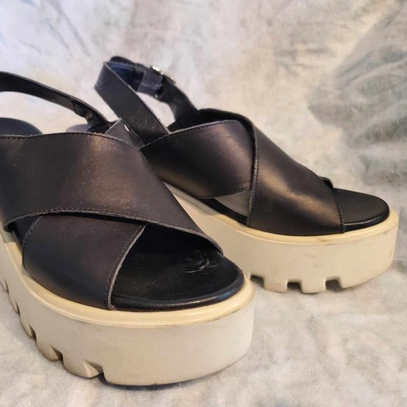 Aldo Noveglia Platform Sandals Black and White VERY GOOD with Box made in Italy - Picture 6 of 10